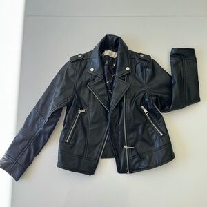 Faux leather motorcycle jacket